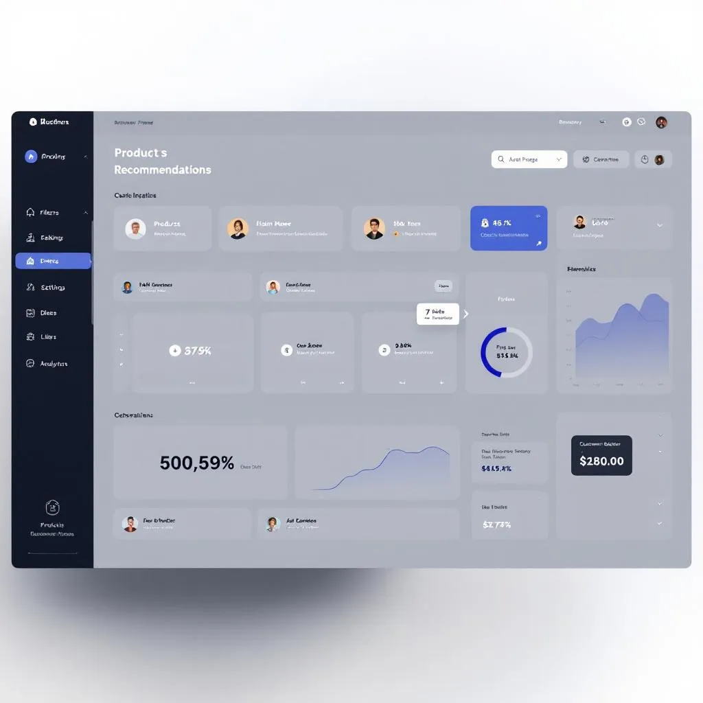 E-ticaret platformu için geliştirilen akıllı öneri sistemi arayüzü ve analitik dashboard görseli
